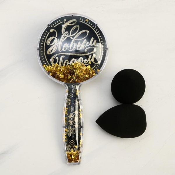 Подарочный набор "Искры золота" (расческа, два спонжа для макияжа)