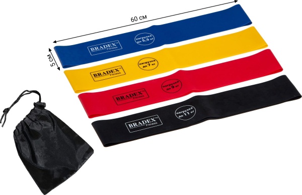 Набор из 4-х резинок для фитнеса Bradex SF 0672